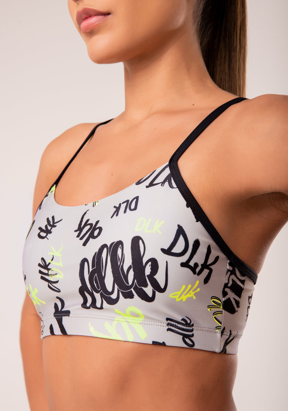Top Fitness Feminino Com Bojo Estampado Neon Infusion Printed Dlk