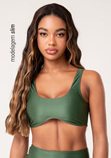 Top Fitness Feminino Verde Underboob Com Bojo Lush Dlk