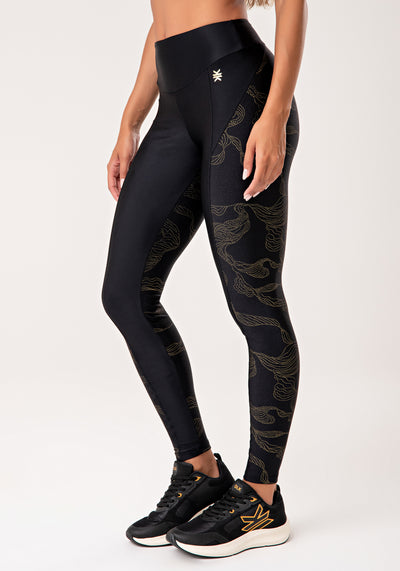 Legging Fitness Feminina Preto Com Recortes Lush Dlk