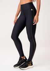 Legging Fitness Feminina Preto Com Detalhe Em Lurex Lush Dlk