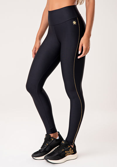 Legging Fitness Feminina Preto Com Detalhe Em Lurex Lush Dlk