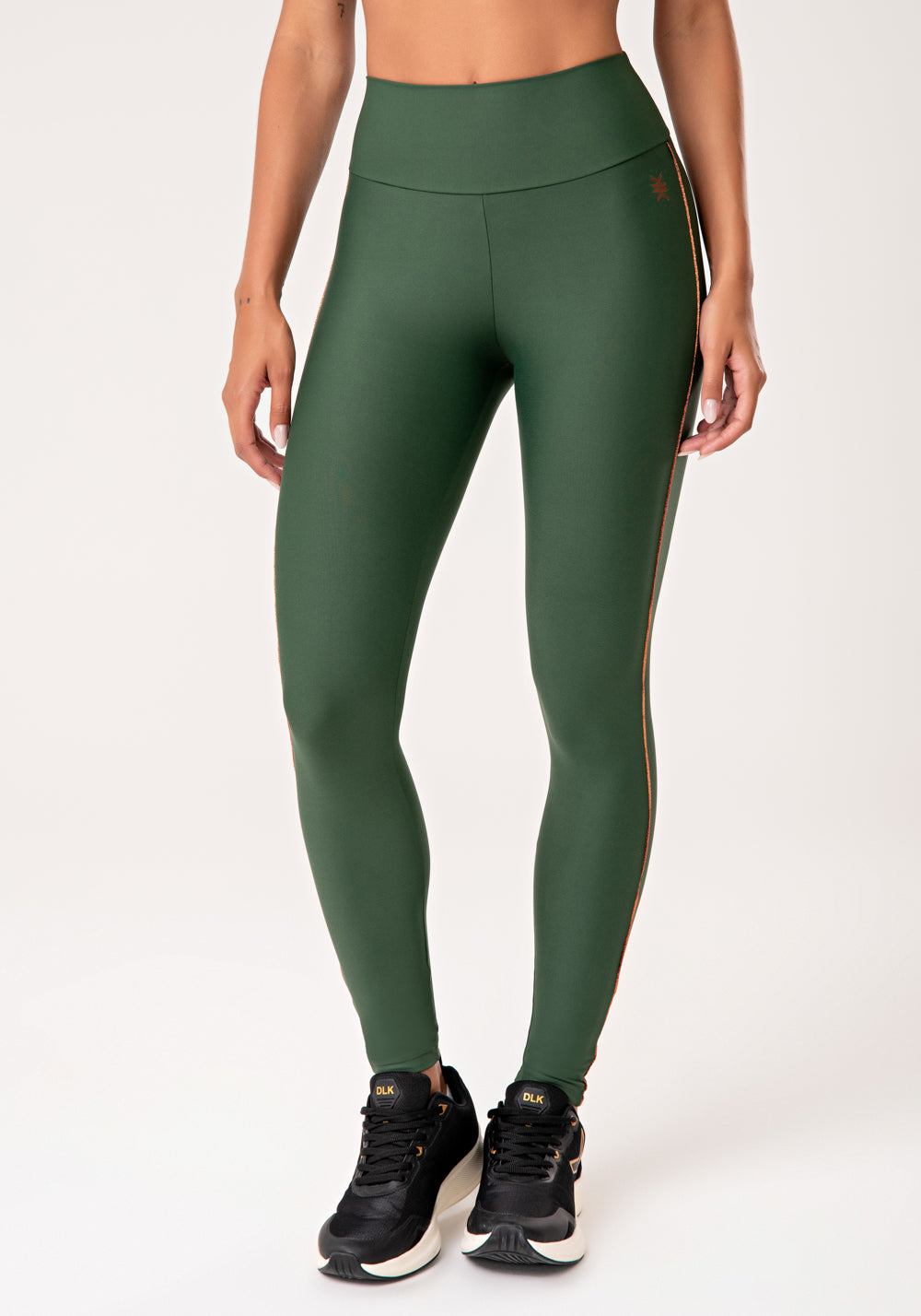 Legging Fitness Feminina Verde Com Detalhe Em Lurex Lush Dlk