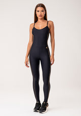 Macacão Fitness Feminino Preto com Detalhe em Lurex Lush Dlk