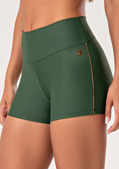 Short Fitness Feminino Verde Com Detalhe Em Lurex Lush Dlk