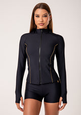 Casaco Feminino Preto com Detalhe em Lurex Lush Dlk