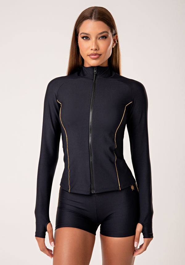Casaco Feminino Preto com Detalhe em Lurex Lush Dlk