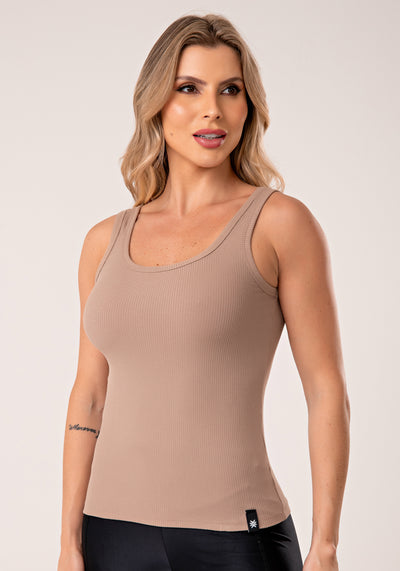 Camiseta Fitness Feminina Nude Canelada Lush Dlk