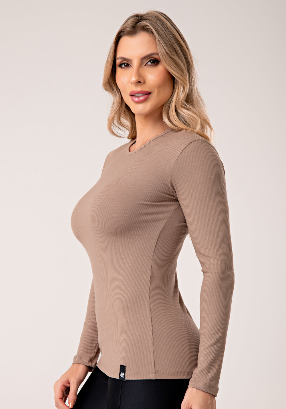 Blusa Feminina Manga Longa Nude Canelada Lush Dlk