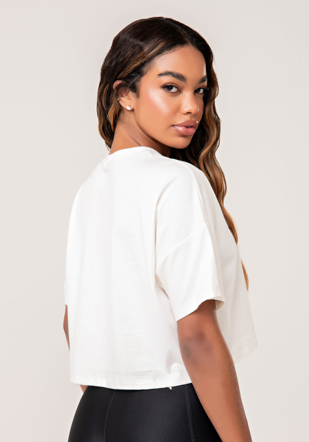 Cropped T-shirt Feminino de Algodão Off White Lush Dlk