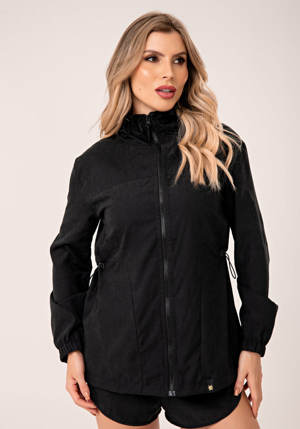 Parka Feminina Preto Com Capuz Lush Dlk