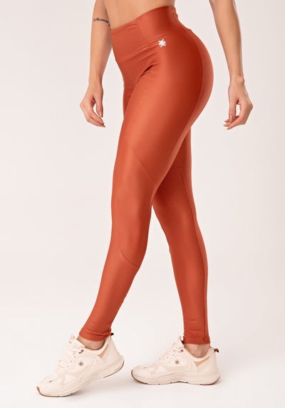 Legging Fitness Feminina Terracota Com Detalhe Canelado Lush Dlk