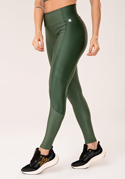 Legging Fitness Feminina Verde Com Detalhe Canelado Lush Dlk