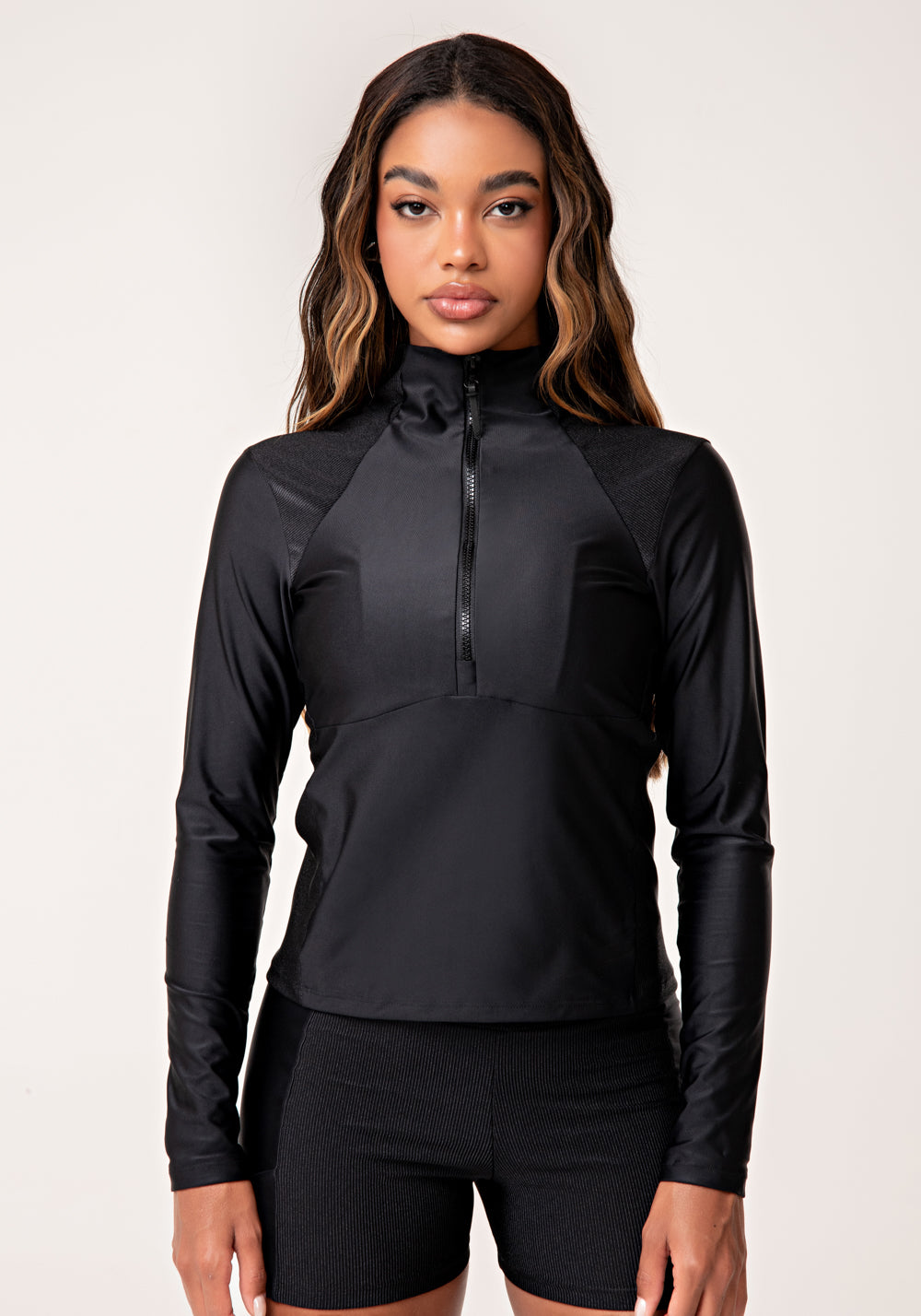Casaco Feminino Preto Gola Alta E Detalhe Canelado Lush Dlk