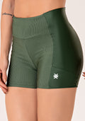 Short Fitness Feminino Verde com Detalhe Canelado Lush Dlk