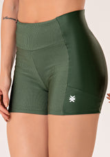Short Fitness Feminino Verde com Detalhe Canelado Lush Dlk
