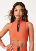 Top Fitness Feminino Terracota Com Zíper Emborrachado Lush Dlk