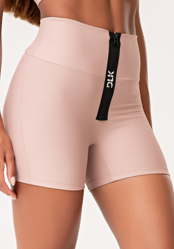 Short Fitness Feminino Nude Com Zíper Emborrachado Lush Dlk