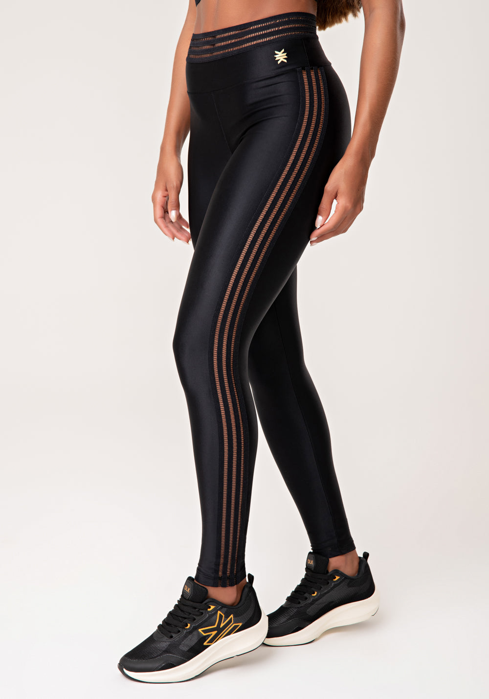 Legging Fitness Feminina Preto Com Elástico Lush Dlk
