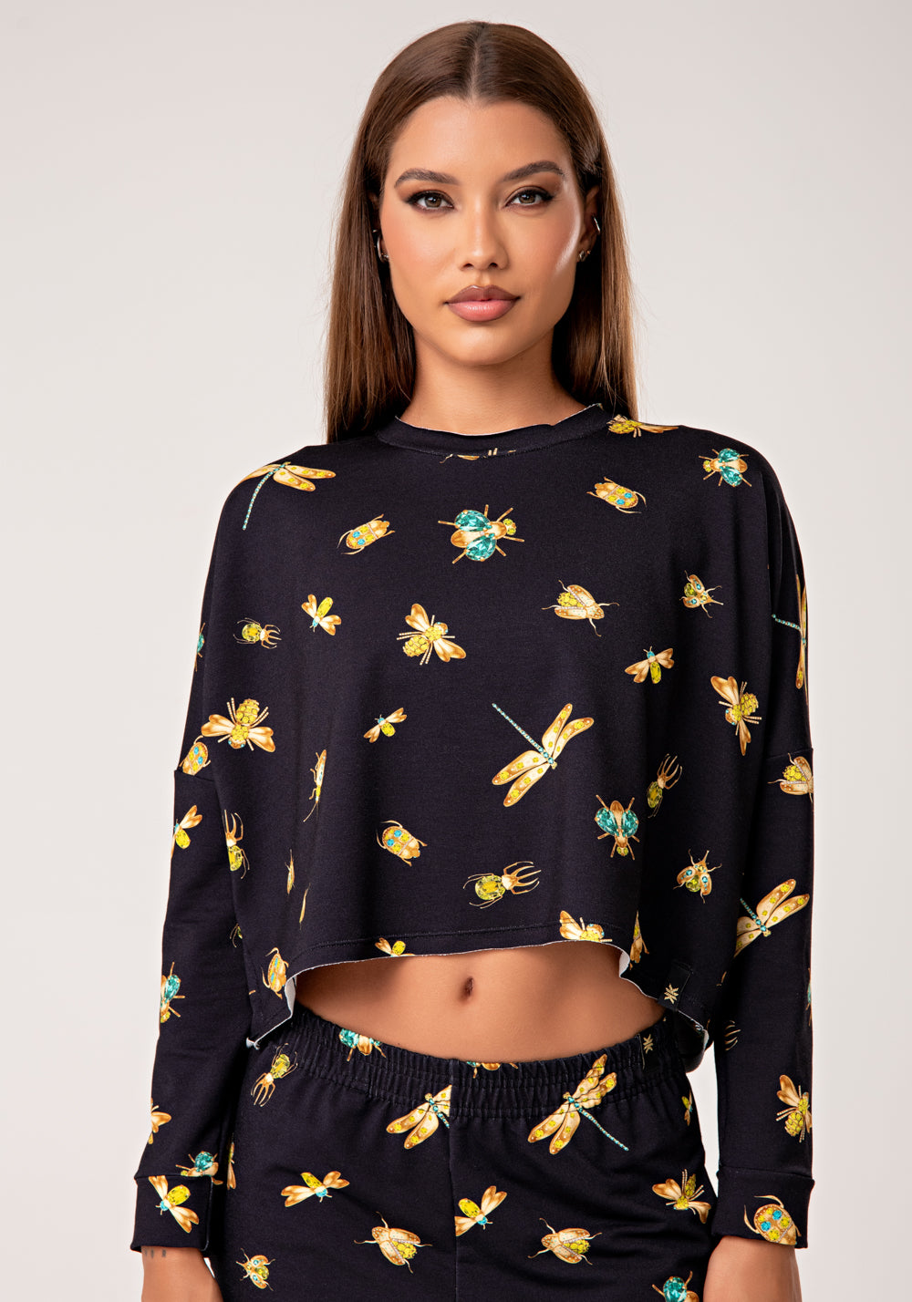 Casaco Feminino Moletinho Estampado Insetos Lush Dlk