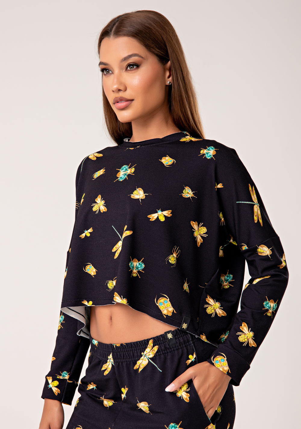 Casaco Feminino Moletinho Estampado Insetos Lush Dlk