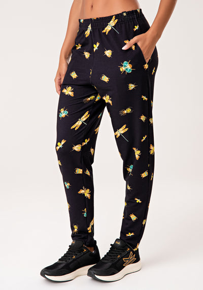 Calça Feminina Moletinho Estampado Insetos Lush Dlk