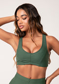 Top Fitness Feminino Verde Com Franzido Lush Dlk
