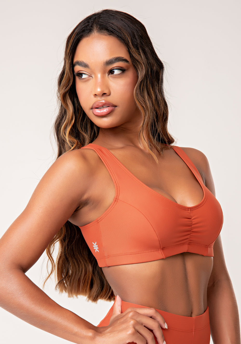 Top Fitness Feminino Terracota Com Franzido Lush Dlk