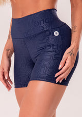 Short Fitness Feminino Azul Marinho Logomania Reflections Dlk