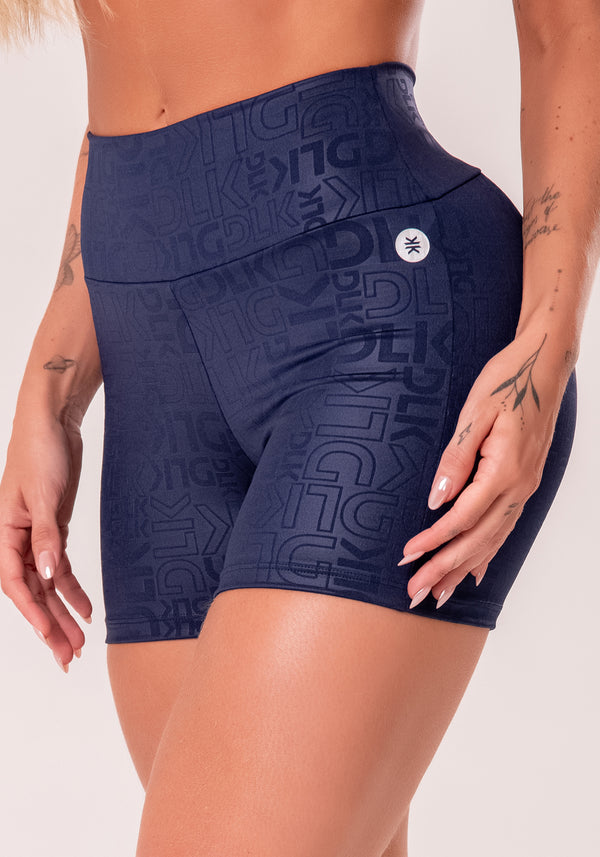 Short Fitness Feminino Azul Marinho Logomania Reflections Dlk