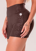 Short Fitness Feminino Marrom Logomania Reflections Dlk