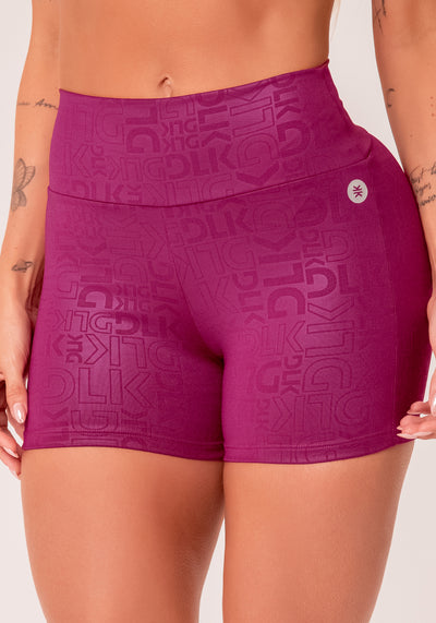 Short Fitness Feminino Vinho Logomania Reflections Dlk
