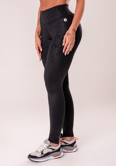 Legging Fitness Feminina Preto Logomania Reflections Dlk