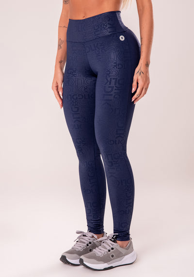 Legging Fitness Feminina Azul Marinho Logomania Reflections Dlk