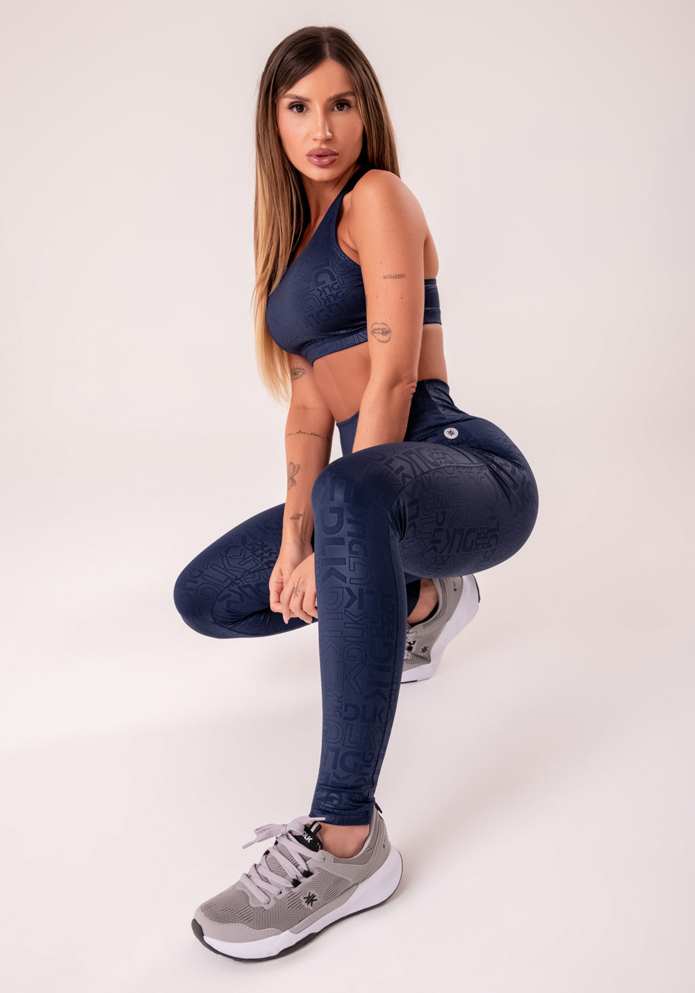 Legging Fitness Feminina Azul Marinho Logomania Reflections Dlk