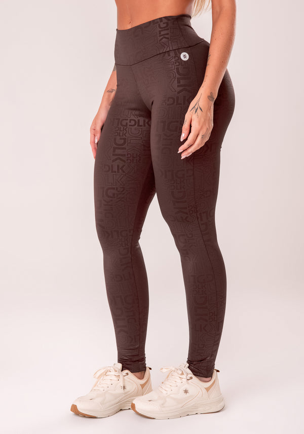 Legging Fitness Feminina Marrom Logomania Reflections Dlk