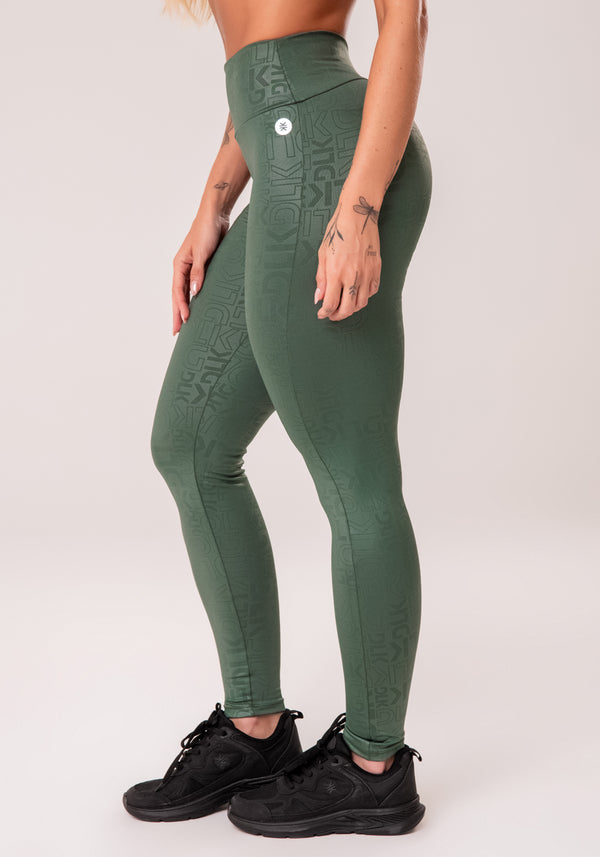 Legging Fitness Feminina Verde Logomania Reflections Dlk