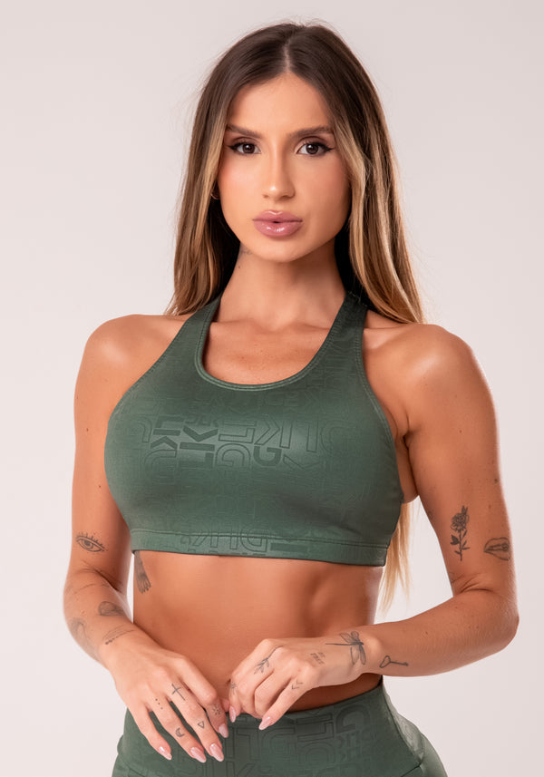 Top Fitness Feminino Nadador Verde Logomania Reflections Dlk