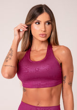 Top Fitness Feminino Nadador Vinho Logomania Reflections Dlk
