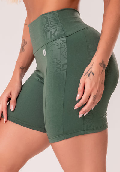 Bermuda Fitness Feminina Verde Com Recortes Logomania Reflections Dlk