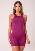 Macaquinho Fitness Feminino Vinho Com Cava Americana Logomania Reflections Dlk