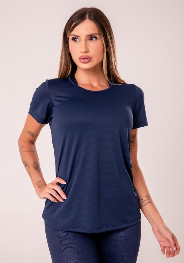 Blusa T-shirt Feminina Azul Marinho Reflections Dlk