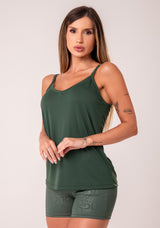 Camiseta Fitness Feminina Verde De Alcinha Com Decote V Reflections Dlk