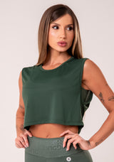 Cropped Mullet Feminino Verde Com Maxi Cava Reflections Dlk