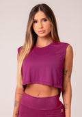 Cropped Mullet Feminino Vinho Com Maxi Cava Reflections Dlk