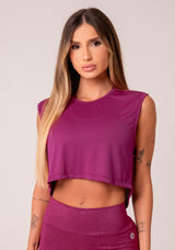 Cropped Mullet Feminino Vinho Com Maxi Cava Reflections Dlk