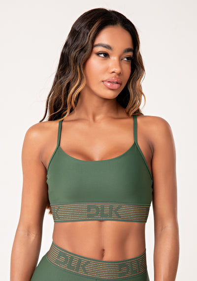 Top Fitness Feminino Verde Com Bojo E Elástico Lurex Lush Dlk