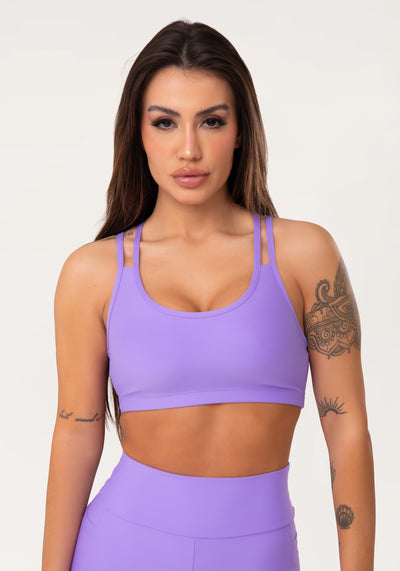 Top Fitness Feminino Lavanda Com Alça Dupla Aura Dlk