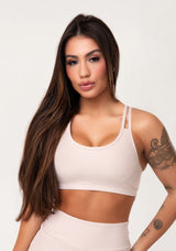 Top Fitness Feminino Nude Com Alça Dupla Aura Dlk