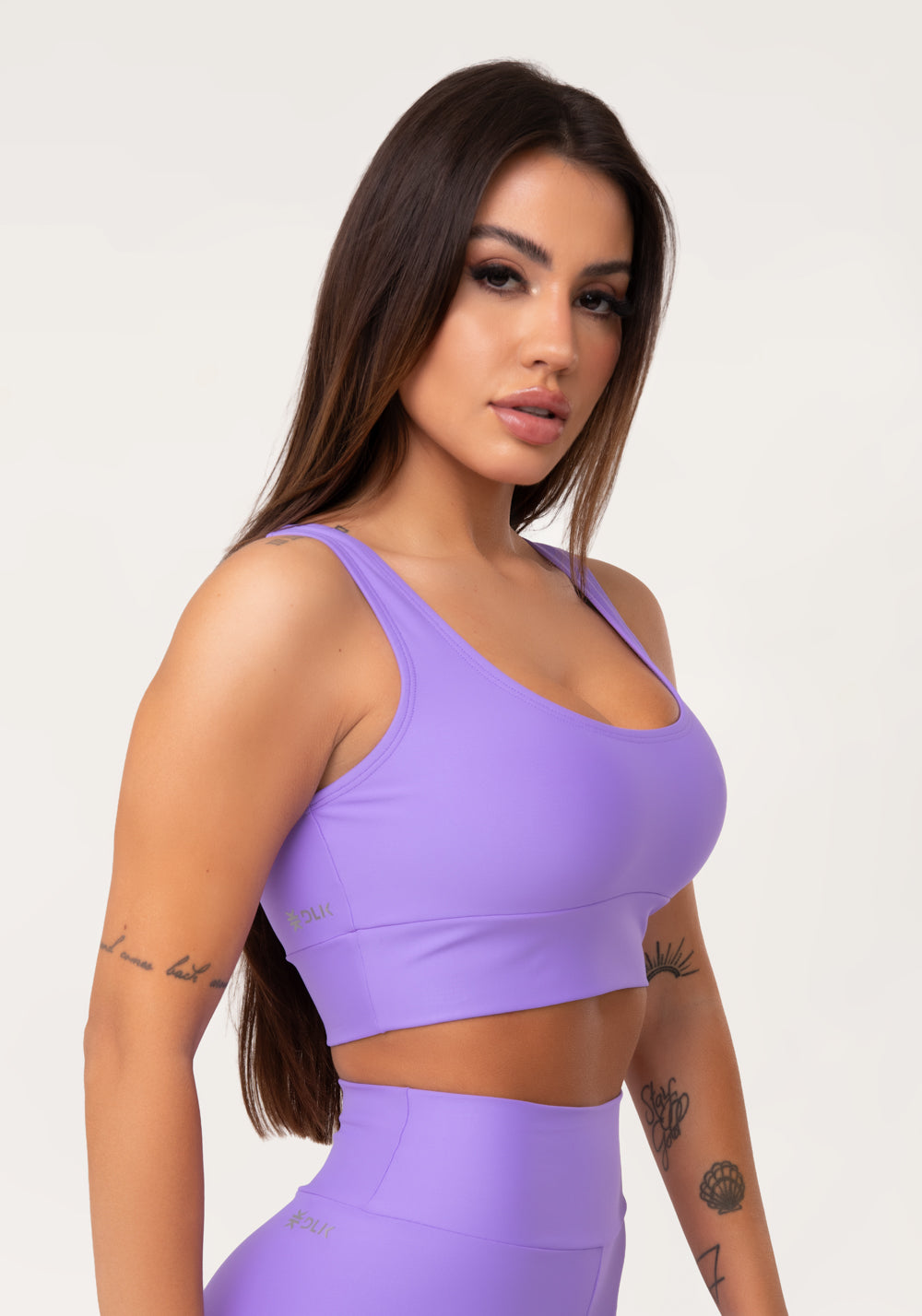 Top Fitness Feminino Lavanda Com Alça Larga Aura Dlk