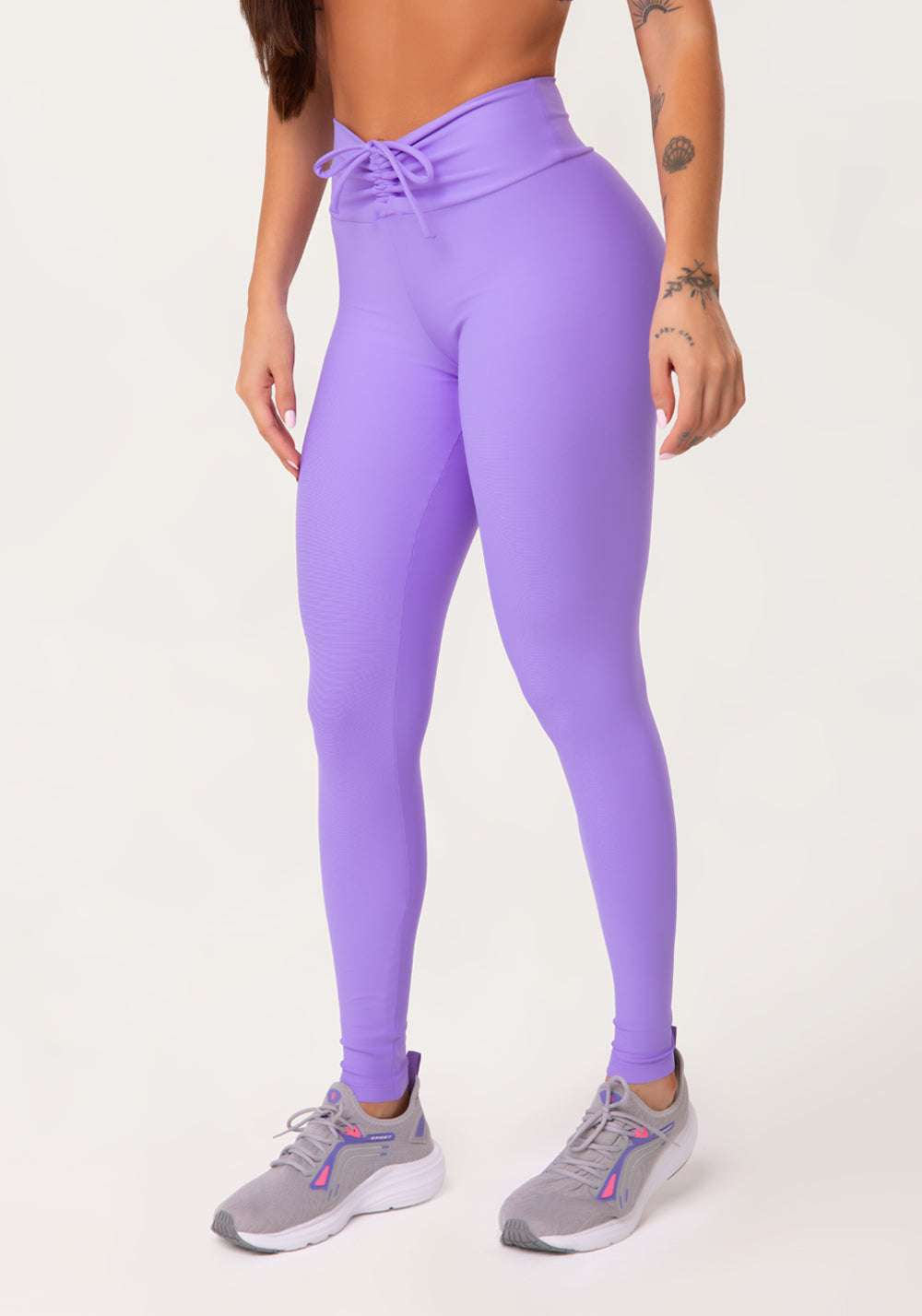 Legging Fitness Feminina Lavanda Com Franzido E Amarração Aura Dlk